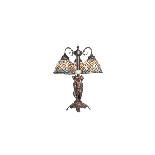 Tiffany Fishscale 3 Light 23" Tall Buffet Table Lamp