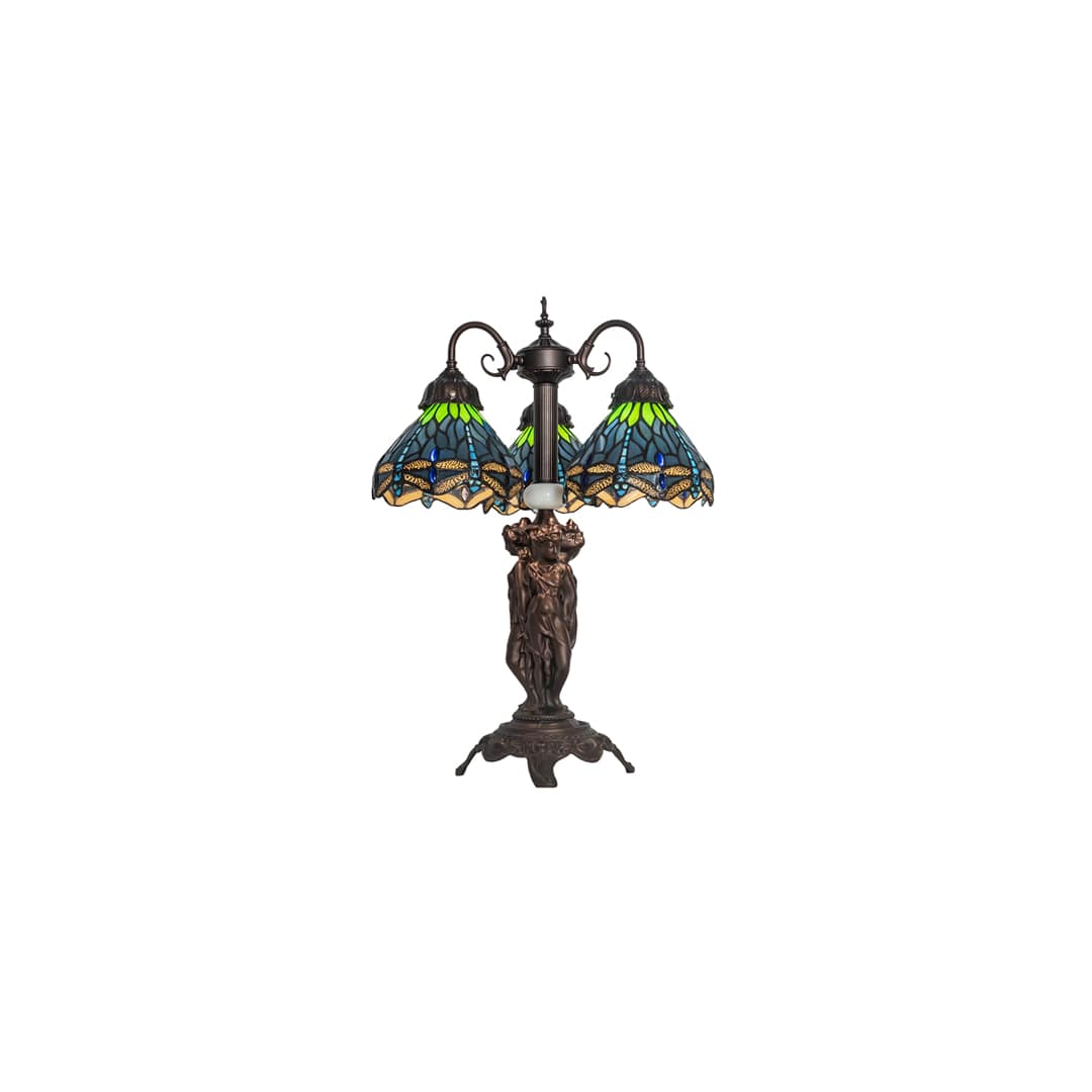 Tiffany Hanginghead Dragonfly 3 Light 23" Tall Buffet Table Lamp