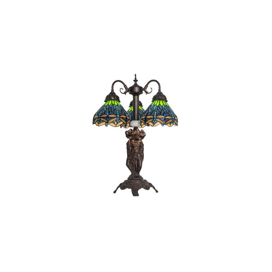 Tiffany Hanginghead Dragonfly 3 Light 23" Tall Buffet Table Lamp