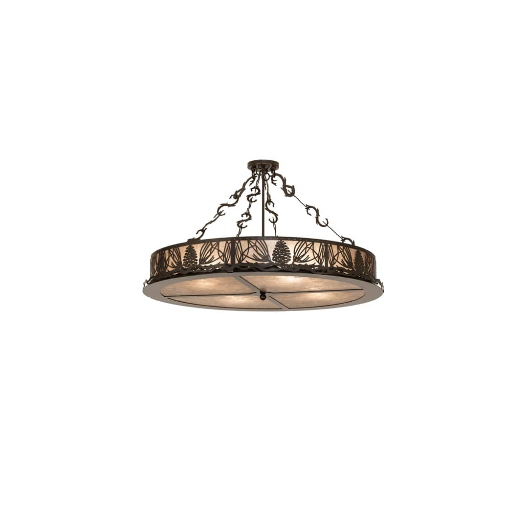 Mountain Pine 4 Light 36" Wide Semi-Flush Drum Ceiling Fixture - Timeless Bronze Finish