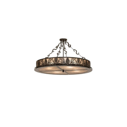 Mountain Pine 4 Light 36" Wide Semi-Flush Drum Ceiling Fixture - Timeless Bronze Finish