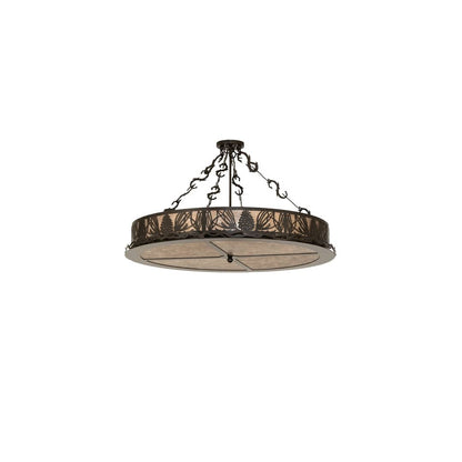 Mountain Pine 4 Light 36" Wide Semi-Flush Drum Ceiling Fixture - Timeless Bronze Finish