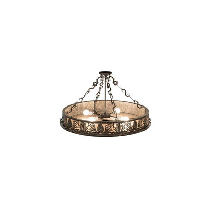 Mountain Pine 4 Light 36" Wide Semi-Flush Drum Ceiling Fixture - Timeless Bronze Finish