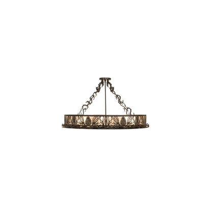 Mountain Pine 4 Light 36" Wide Semi-Flush Drum Ceiling Fixture - Timeless Bronze Finish