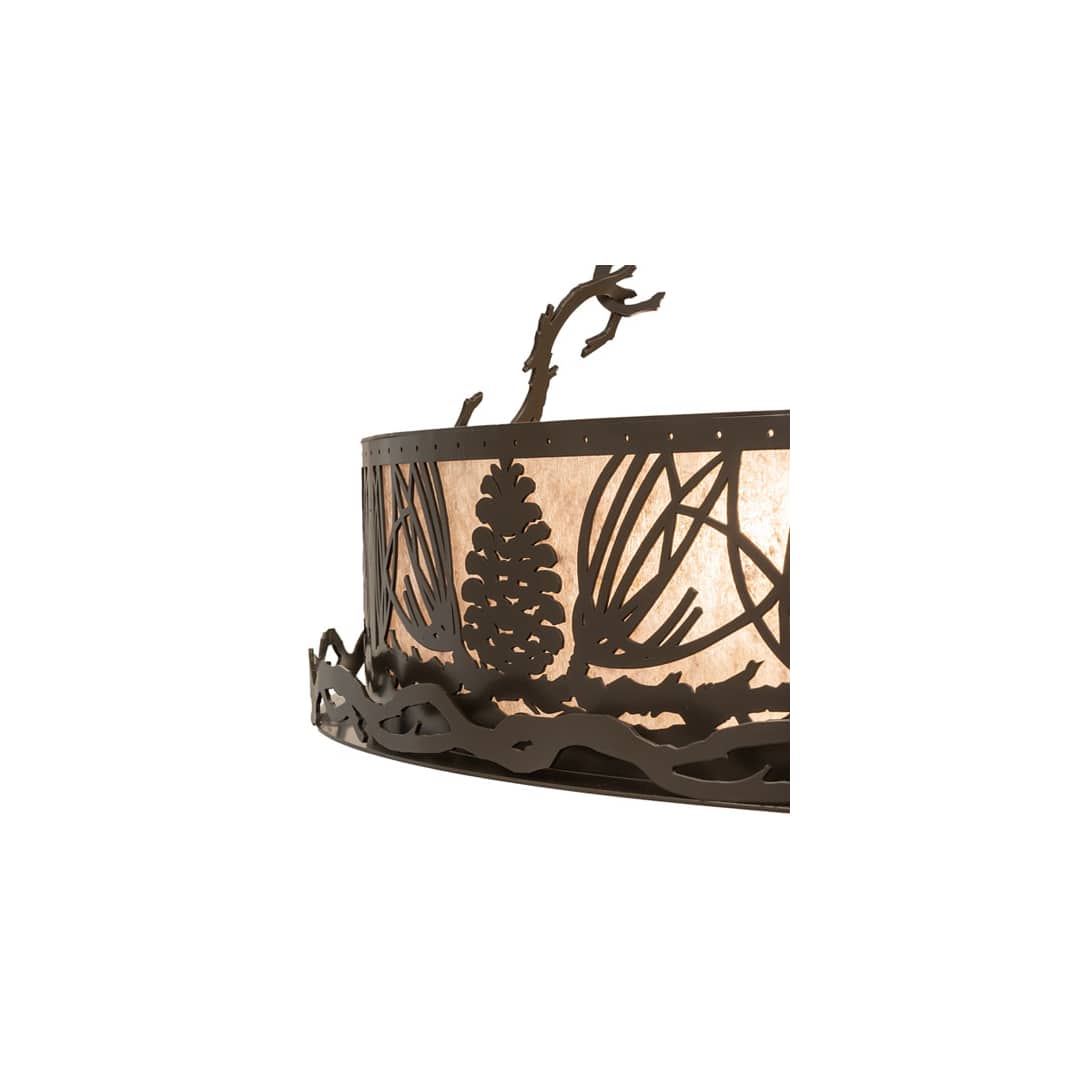 Mountain Pine 4 Light 36" Wide Semi-Flush Drum Ceiling Fixture - Timeless Bronze Finish