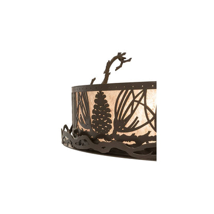 Mountain Pine 4 Light 36" Wide Semi-Flush Drum Ceiling Fixture - Timeless Bronze Finish