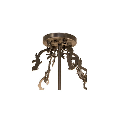 Mountain Pine 4 Light 36" Wide Semi-Flush Drum Ceiling Fixture - Timeless Bronze Finish