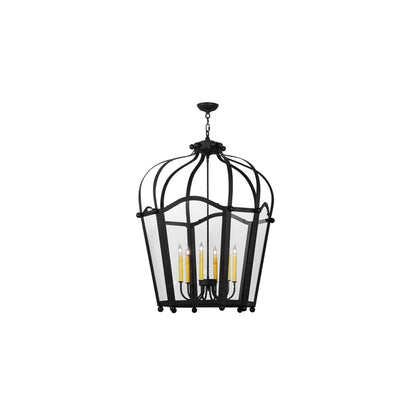 6 Light 33" Wide Taper Candle Pendant