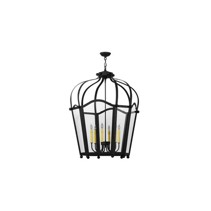 6 Light 33" Wide Taper Candle Pendant