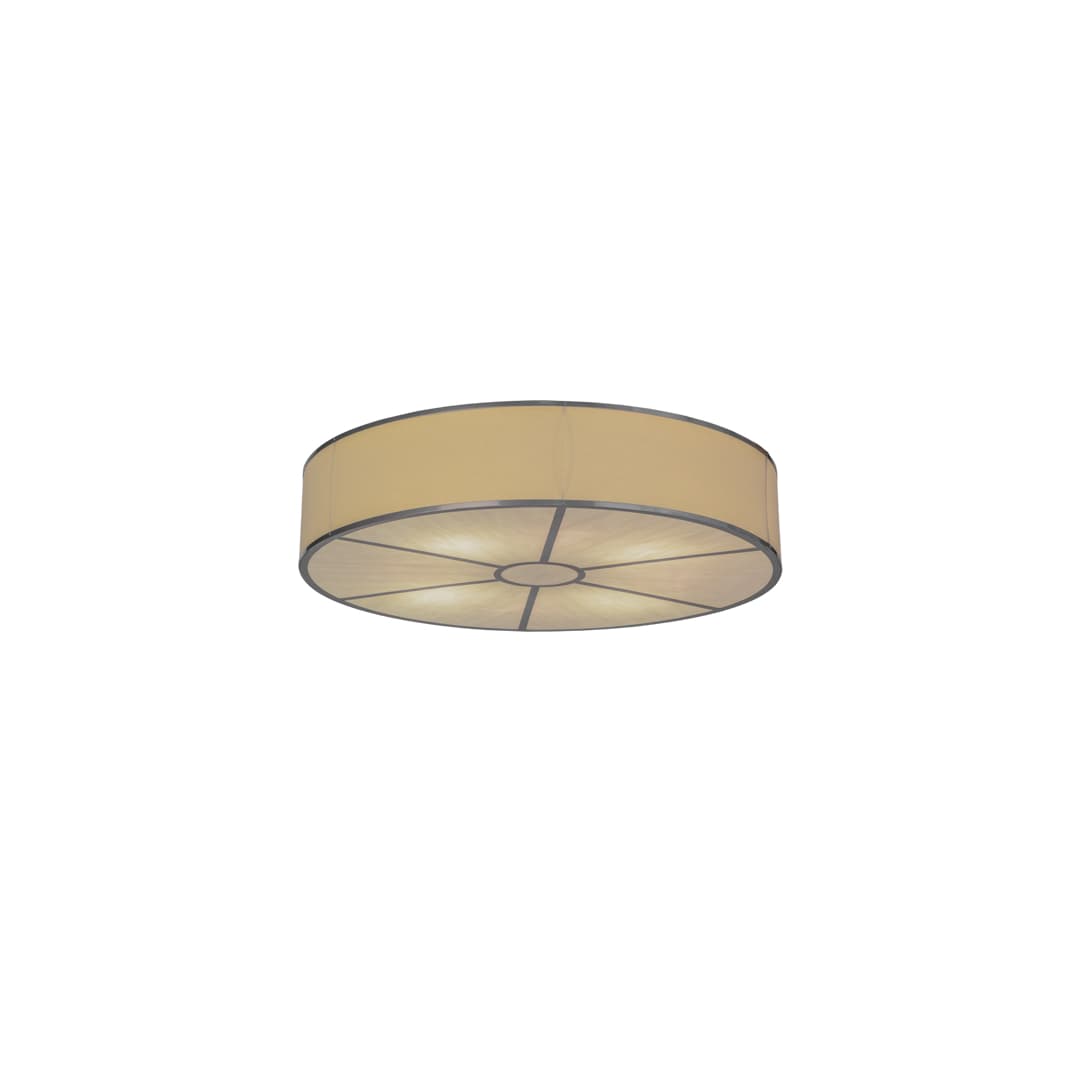 Cilindro 8 Light 48" Wide Semi-Flush Drum Ceiling Fixture with Natural Beige Shade - Nickel Finish