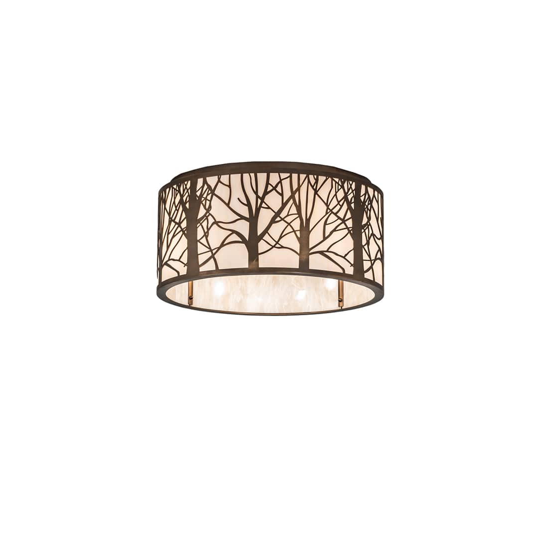 Branches 4 Light 20" Wide Flush Mount Drum Ceiling Fixture - Antique Copper Finish