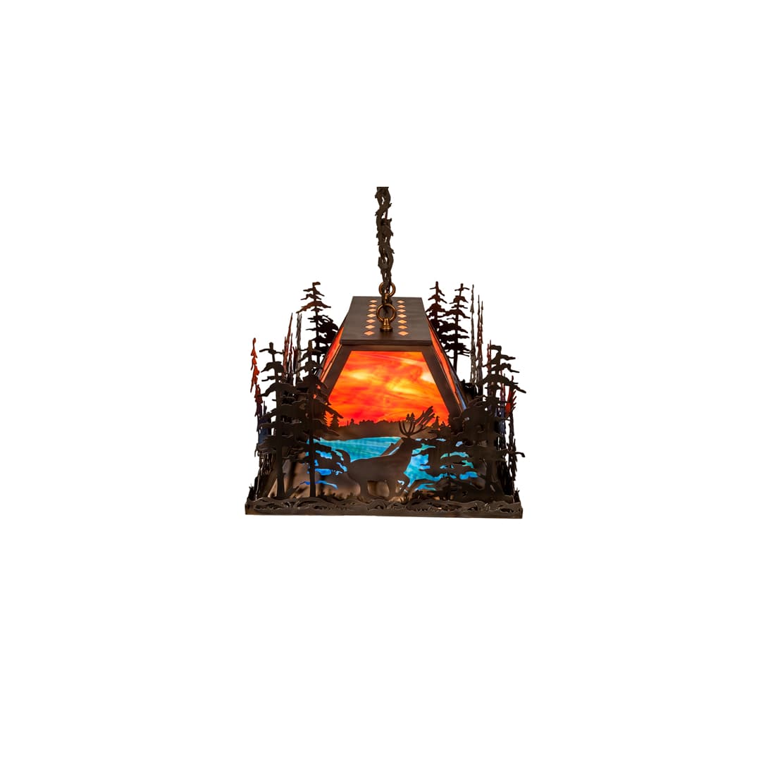 6 Light 36" Wide Abstract Linear Pendant