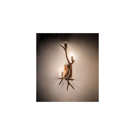 Antlers Elk and Mule Deer 3 Light 33" Tall Wall Sconce