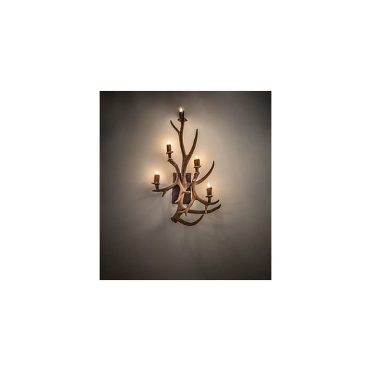 Antlers Elk and Mule Deer 5 Light 36" Tall Wall Sconce