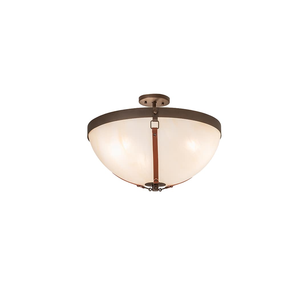 Saddle Strap 3 Light 22" Wide Semi-Flush Bowl Ceiling Fixture