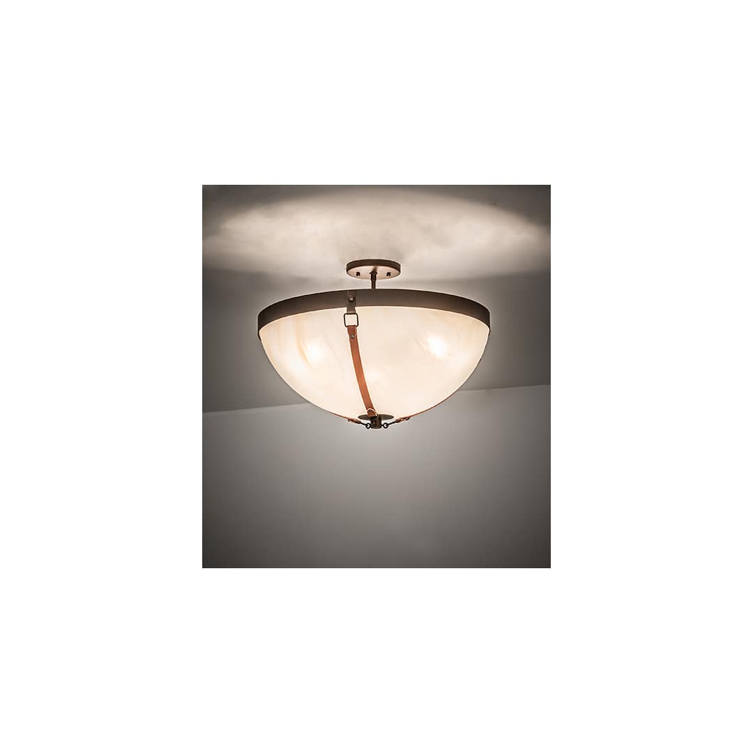 Saddle Strap 3 Light 22" Wide Semi-Flush Bowl Ceiling Fixture