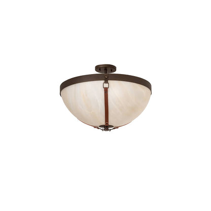 Saddle Strap 3 Light 22" Wide Semi-Flush Bowl Ceiling Fixture