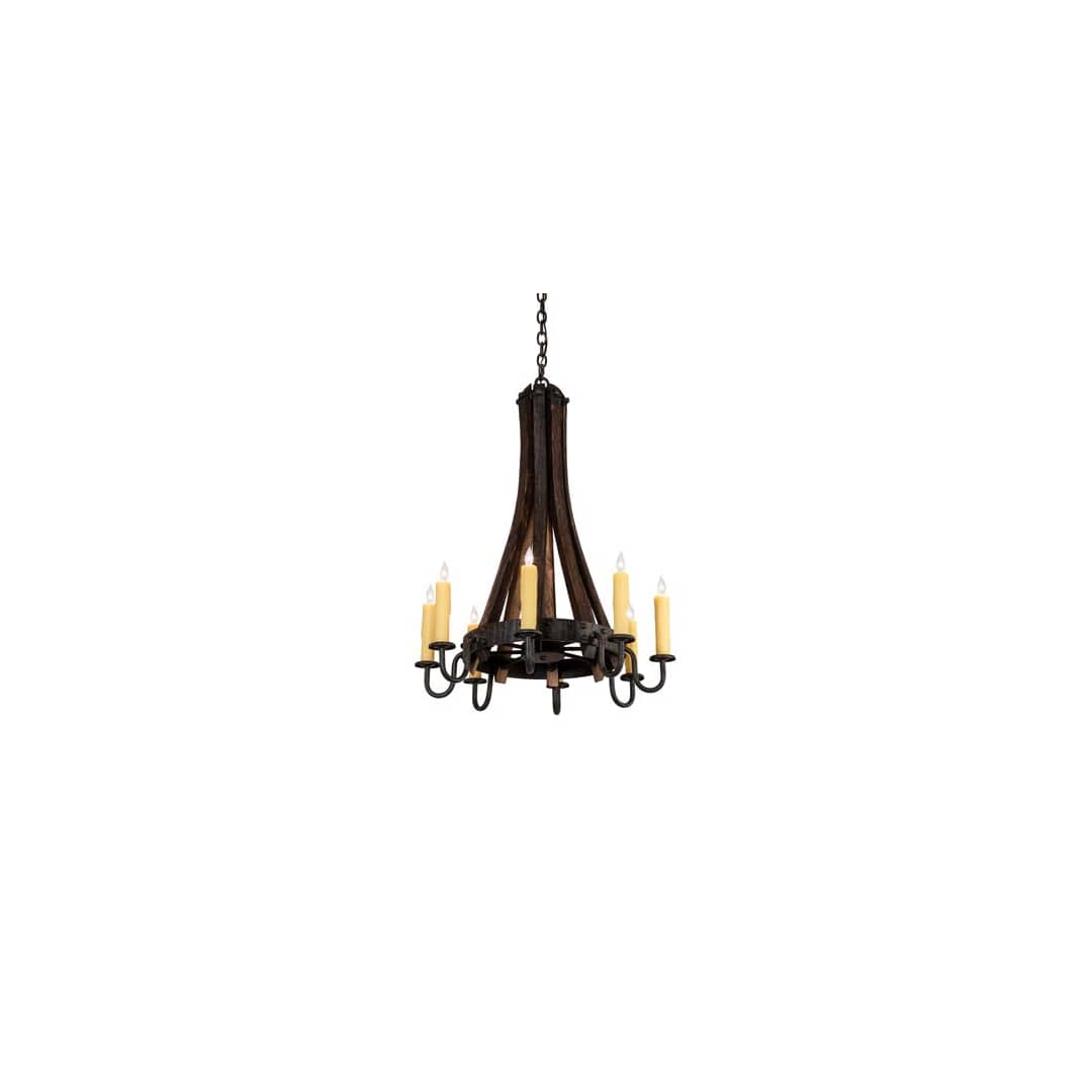 Barrel Stave 8 Light 24" Wide Taper Candle Style Chandelier