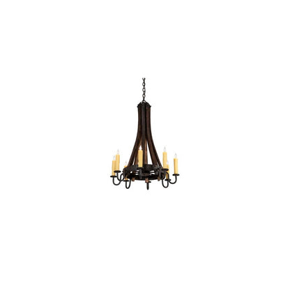 Barrel Stave 8 Light 24" Wide Taper Candle Style Chandelier