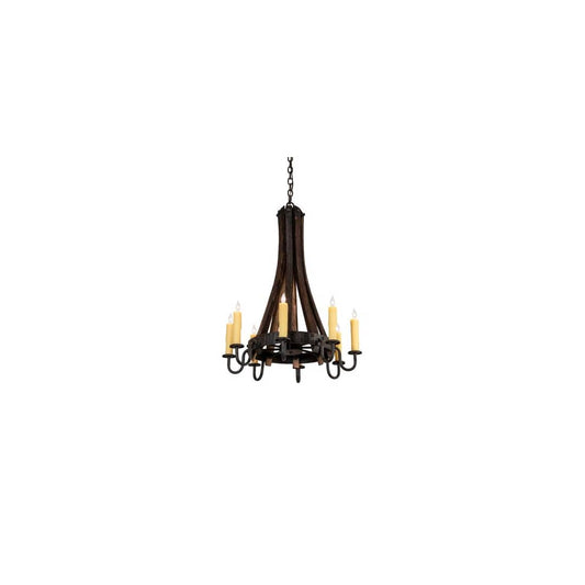 Barrel Stave 8 Light 24" Wide Taper Candle Style Chandelier