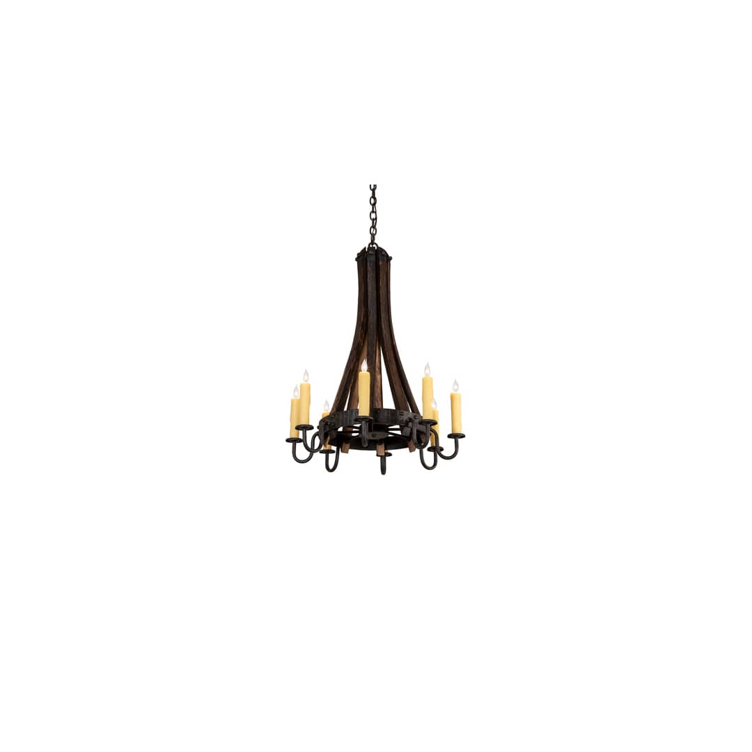 Barrel Stave 8 Light 24" Wide Taper Candle Style Chandelier