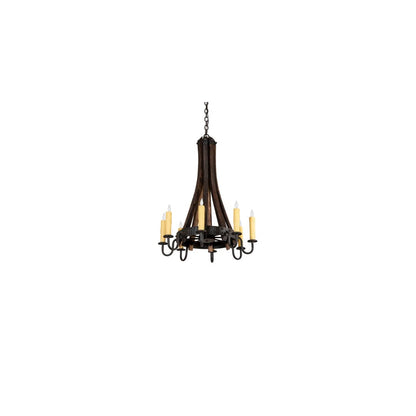 Barrel Stave 8 Light 24" Wide Taper Candle Style Chandelier