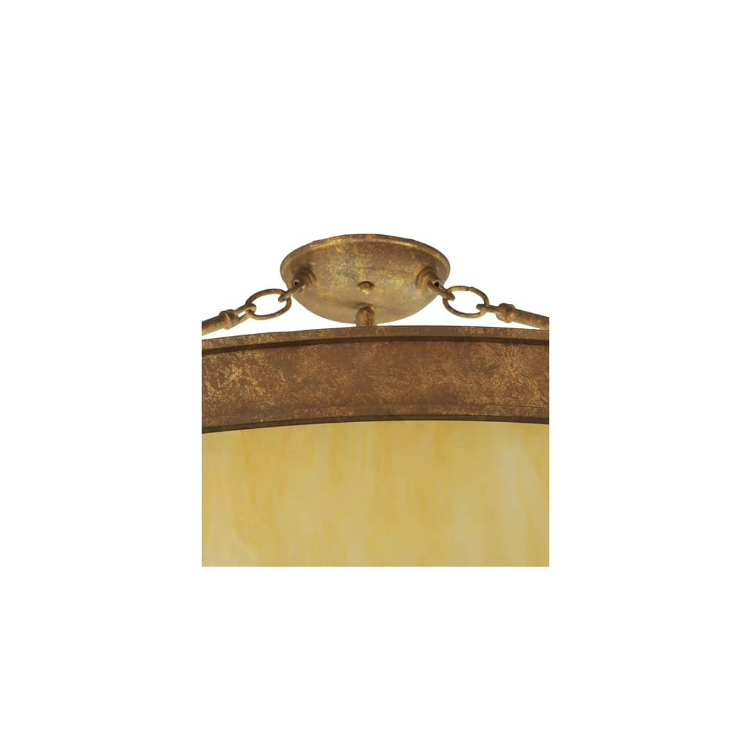 Dionne 3 Light 30" Wide Semi-Flush Bowl Ceiling Fixture - Pompeii Gold Finish