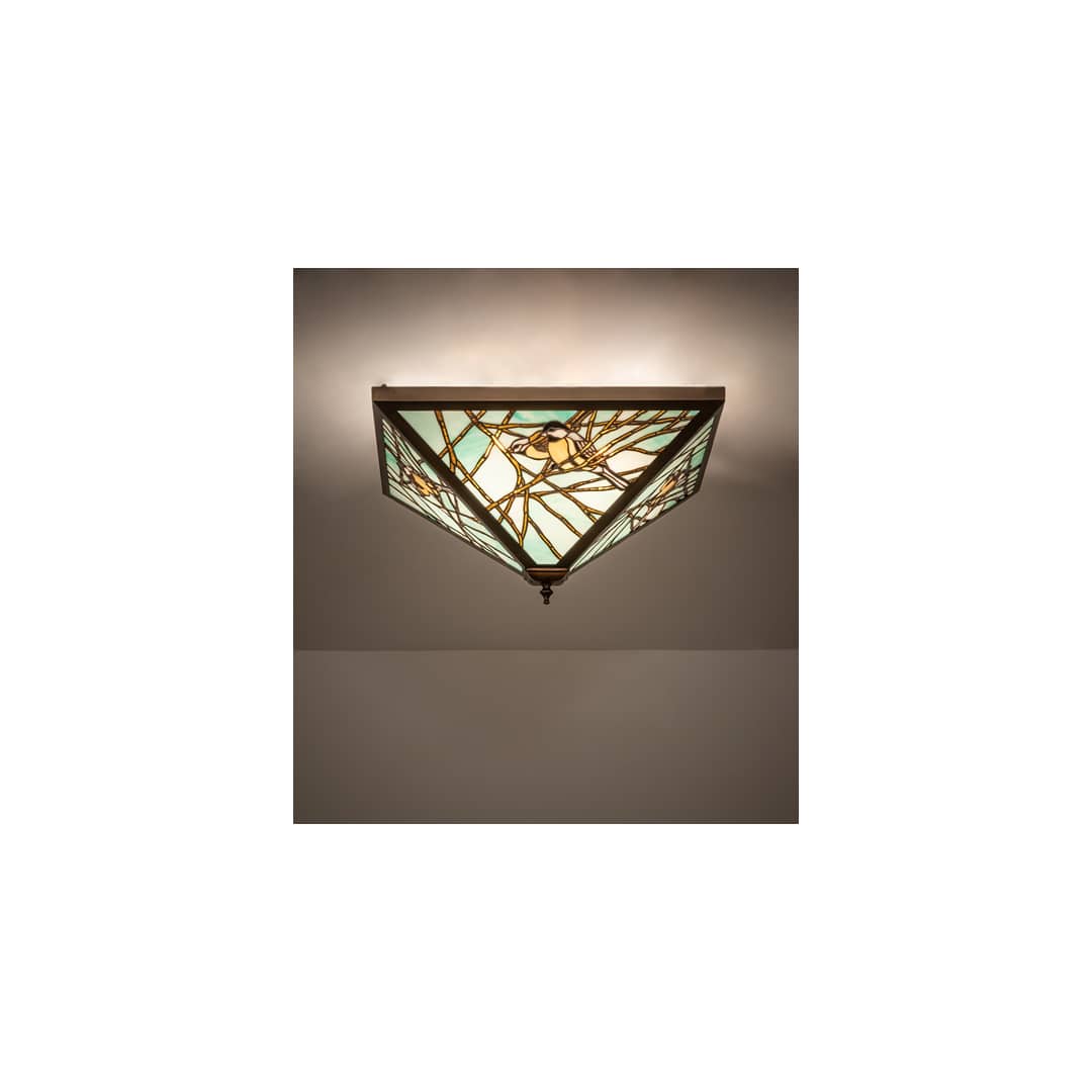 Backyard Friends 4 Light 12-1/2" Tall Semi-Flush Ceiling Fixture - Antique Copper Finish