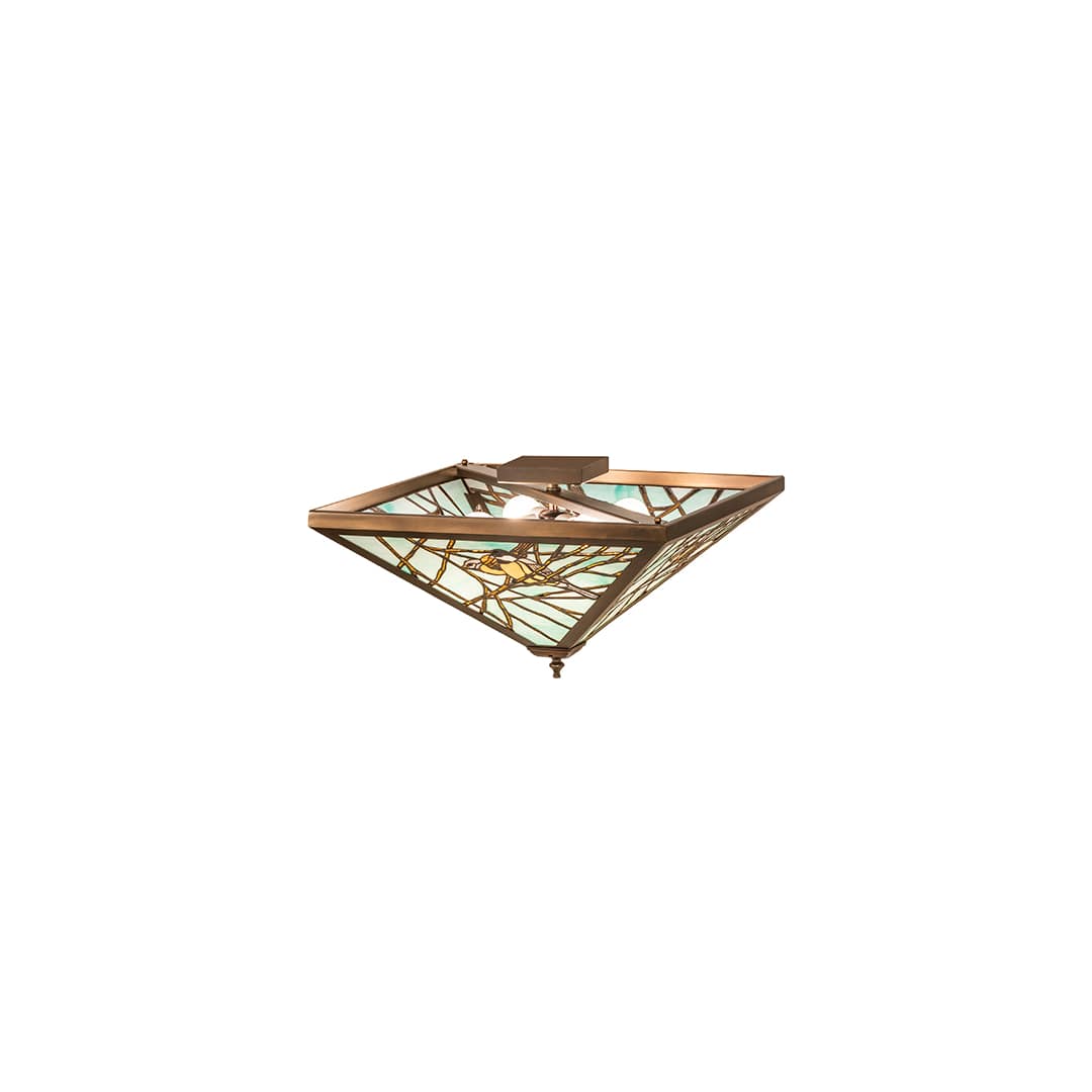 Backyard Friends 4 Light 12-1/2" Tall Semi-Flush Ceiling Fixture - Antique Copper Finish