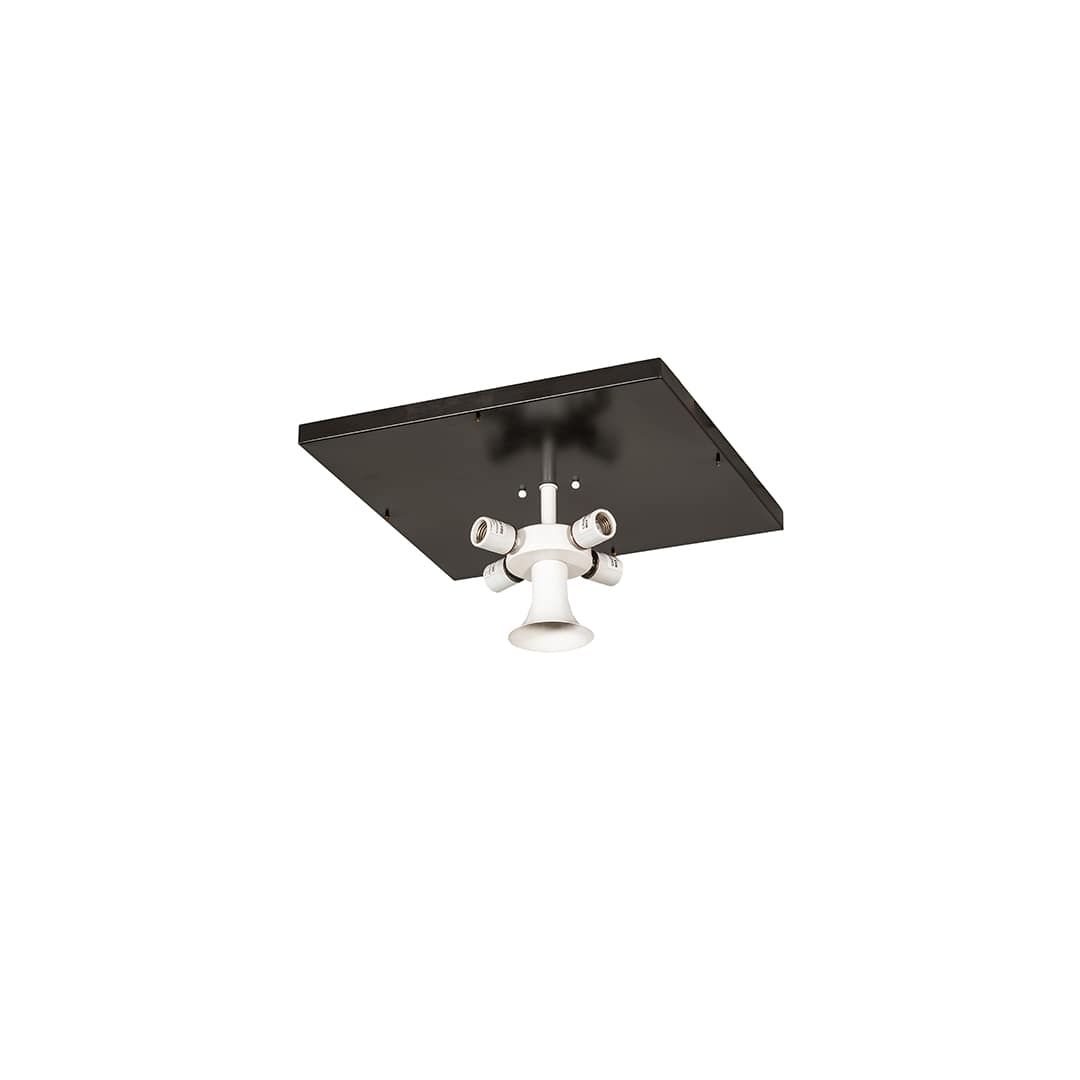 Kungsholm 4 Light 26" Wide Flush Mount Square Ceiling Fixture with Blue Glass Shade - Craftsman Brown Finish