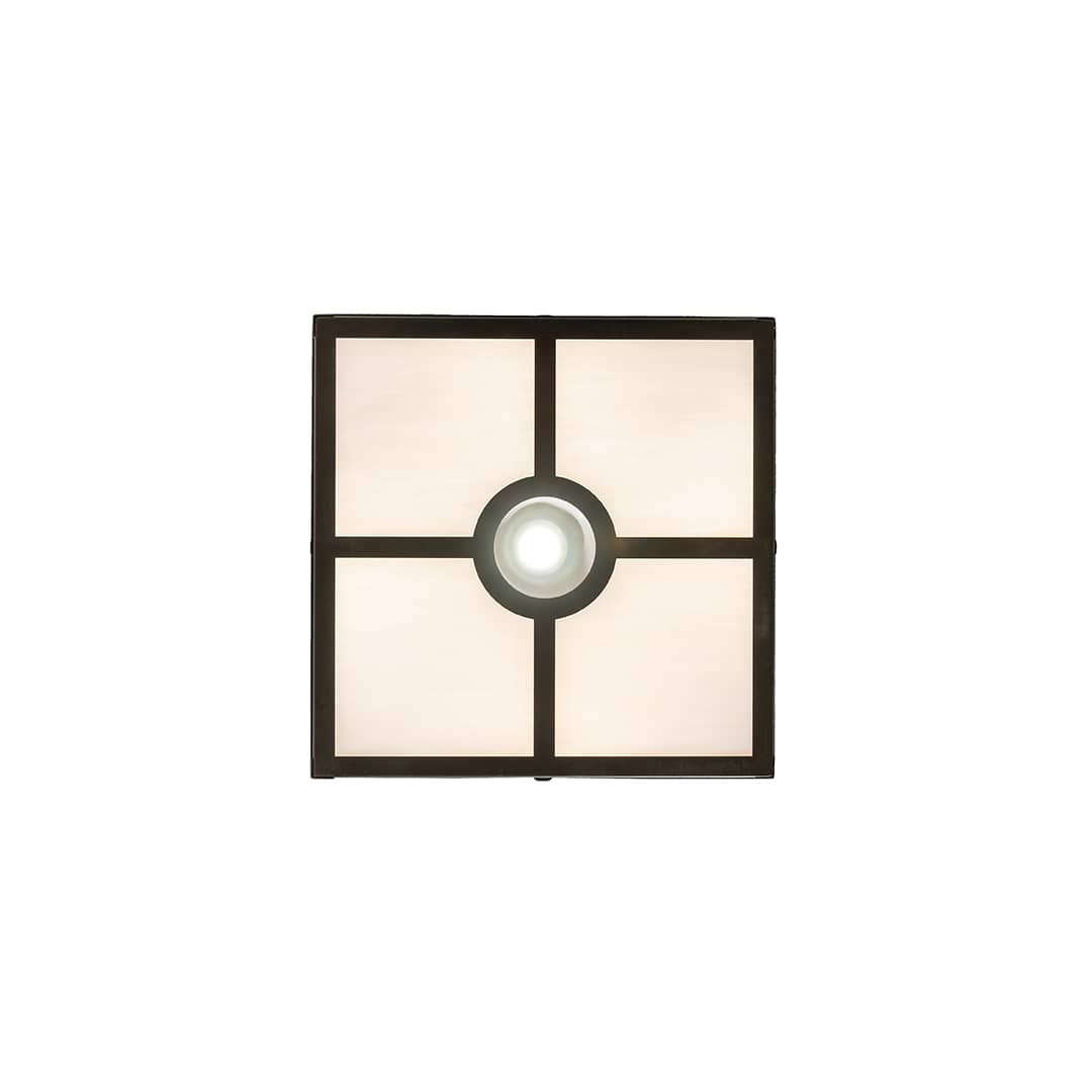 Kungsholm 4 Light 26" Wide Flush Mount Square Ceiling Fixture with Blue Glass Shade - Craftsman Brown Finish