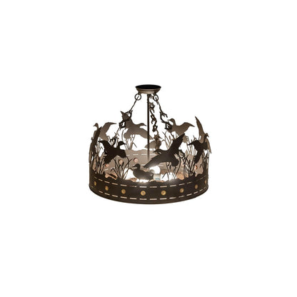 Ducks in Flight 4 Light 24" Wide Semi-Flush Drum Ceiling Fixture - Oil Rubbed Bronze Finish