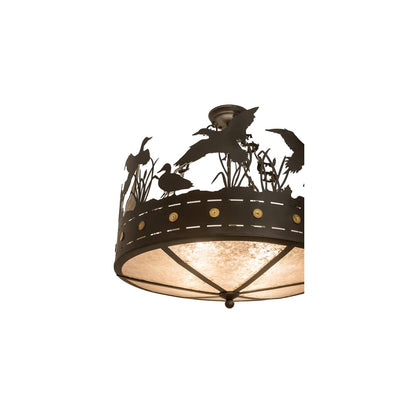 Ducks in Flight 4 Light 24" Wide Semi-Flush Drum Ceiling Fixture - Oil Rubbed Bronze Finish