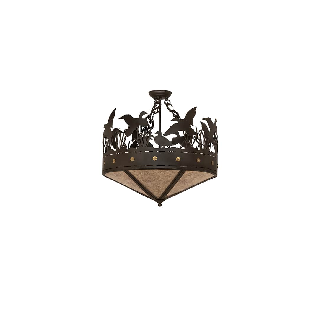 Ducks in Flight 3 Light 24" Wide Semi-Flush Ceiling Fixture