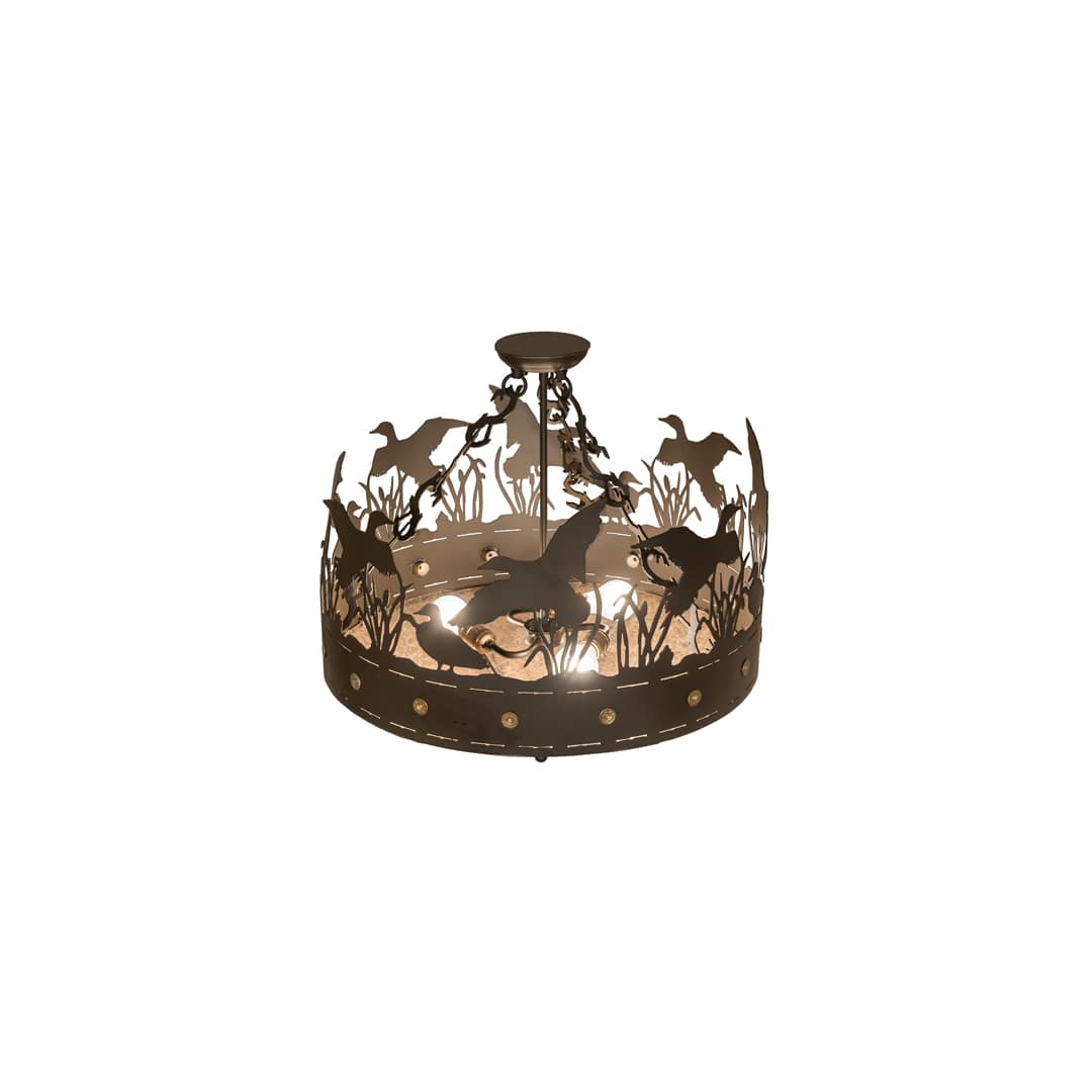 Ducks in Flight 3 Light 24" Wide Semi-Flush Ceiling Fixture