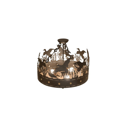 Ducks in Flight 3 Light 24" Wide Semi-Flush Ceiling Fixture
