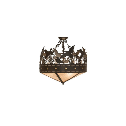 Ducks in Flight 3 Light 24" Wide Semi-Flush Ceiling Fixture