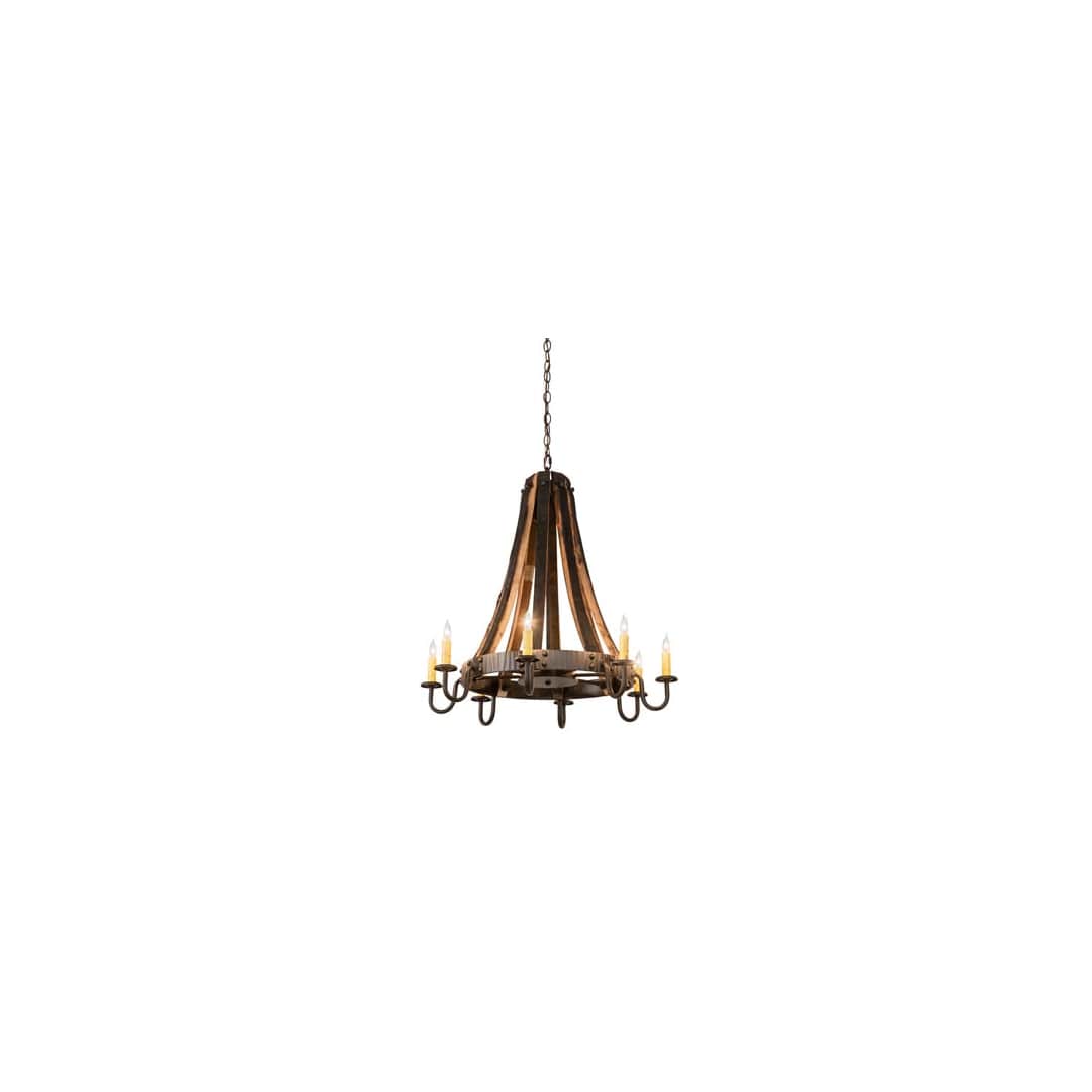 Barrel Stave 8 Light 27" Wide Taper Candle Style Chandelier