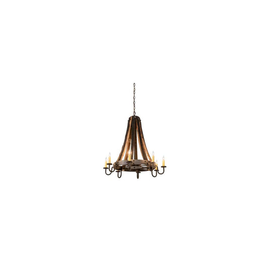 Barrel Stave 8 Light 27" Wide Taper Candle Style Chandelier