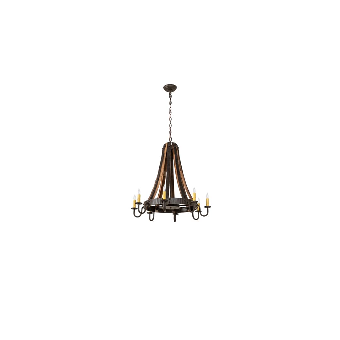 Barrel Stave 8 Light 27" Wide Taper Candle Style Chandelier