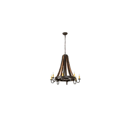 Barrel Stave 8 Light 27" Wide Taper Candle Style Chandelier