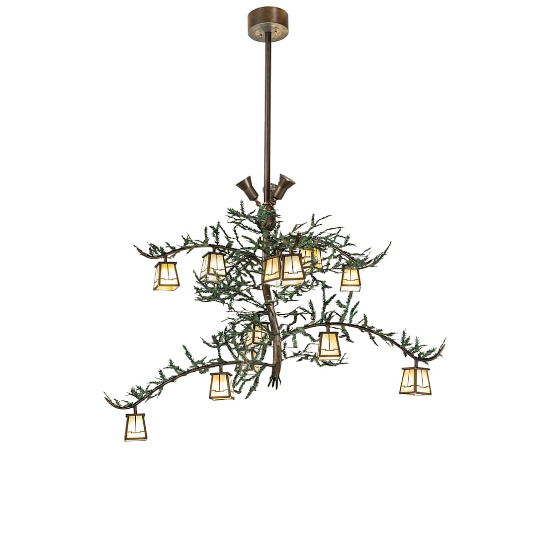 Valley View 12 Light 52" Wide Chandelier with Iridescent Glass Shades