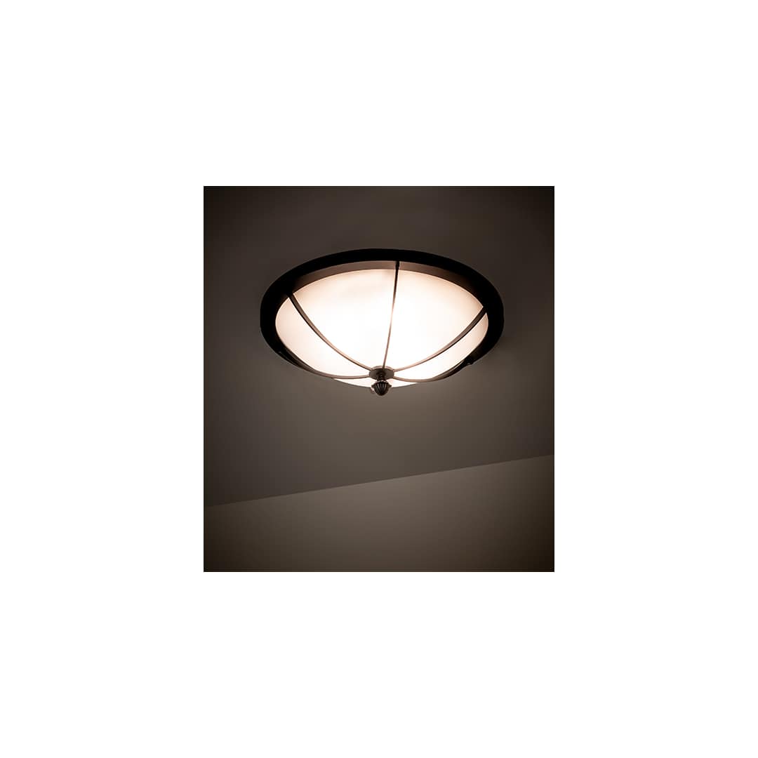 Dominga 3 Light 20" Wide Flush Mount Bowl Ceiling Fixture - Textured Black Finish