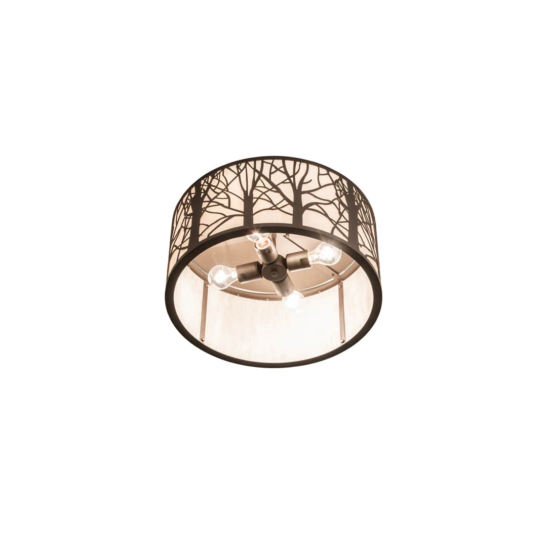 Branches 4 Light 20" Wide Flush Mount Drum Ceiling Fixture - Oil Rubbed Bronze Finish