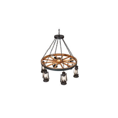 Miners Lantern Wagon Wheel 6 Light 40" Wide Lantern Chandelier