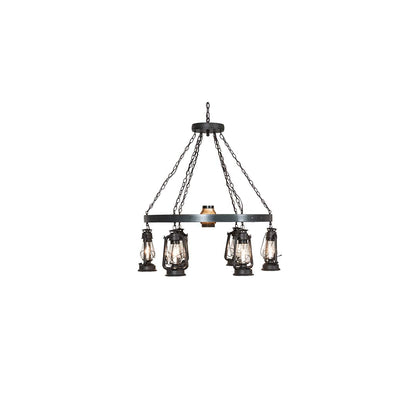 Miners Lantern Wagon Wheel 6 Light 40" Wide Lantern Chandelier