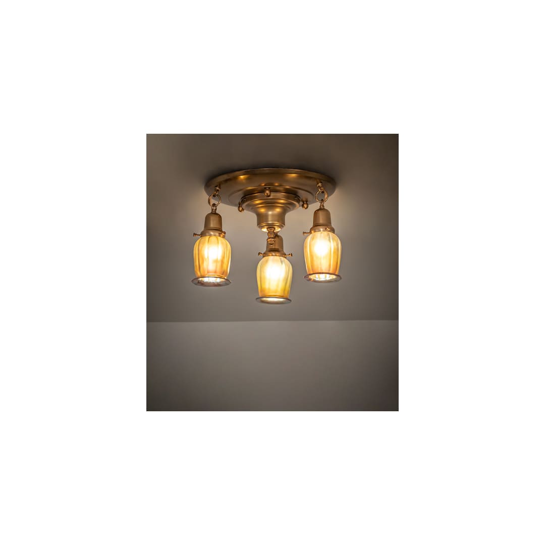 Revival Favrile 3 Light 18" Wide Semi-Flush Ceiling Fixture