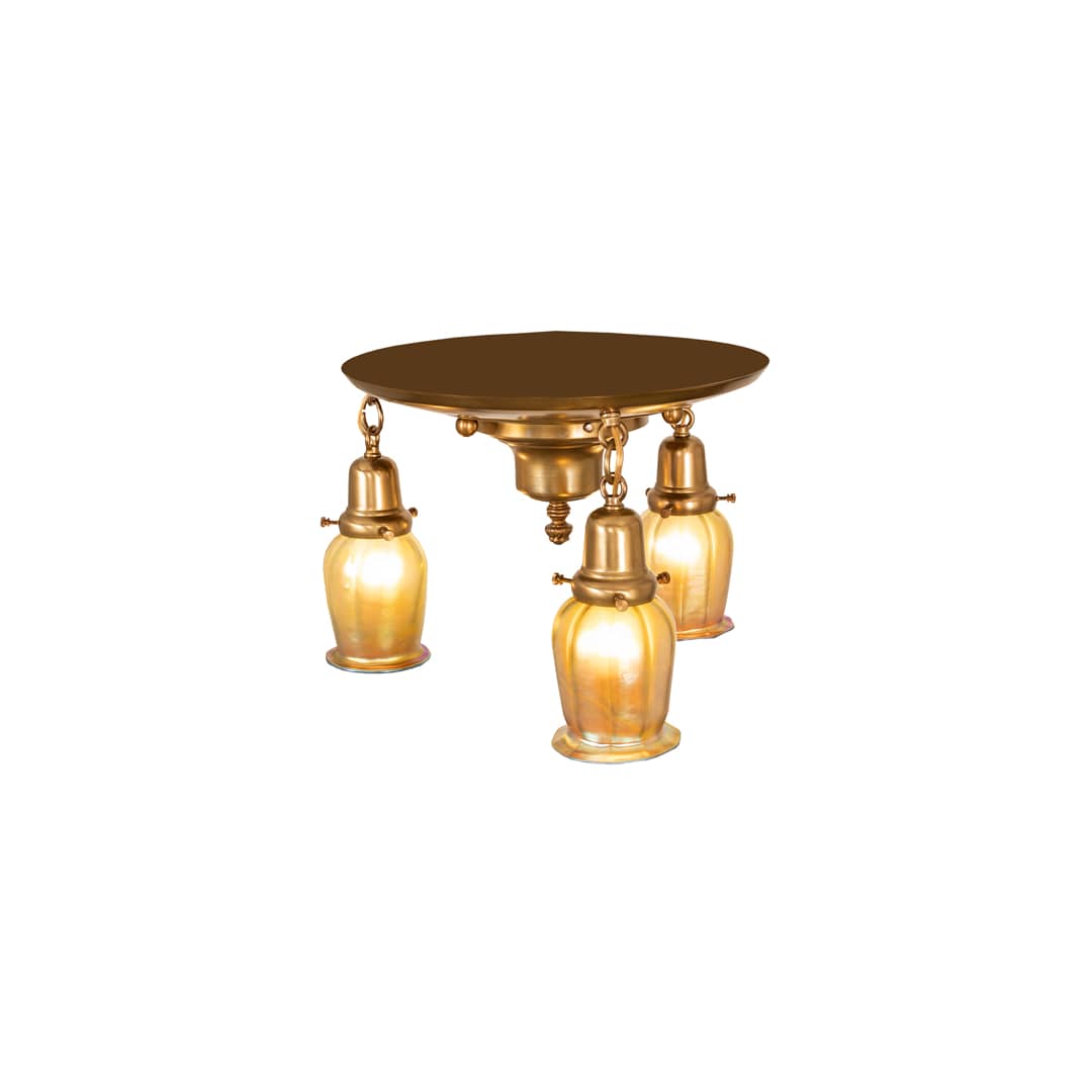 Revival Favrile 3 Light 18" Wide Semi-Flush Ceiling Fixture