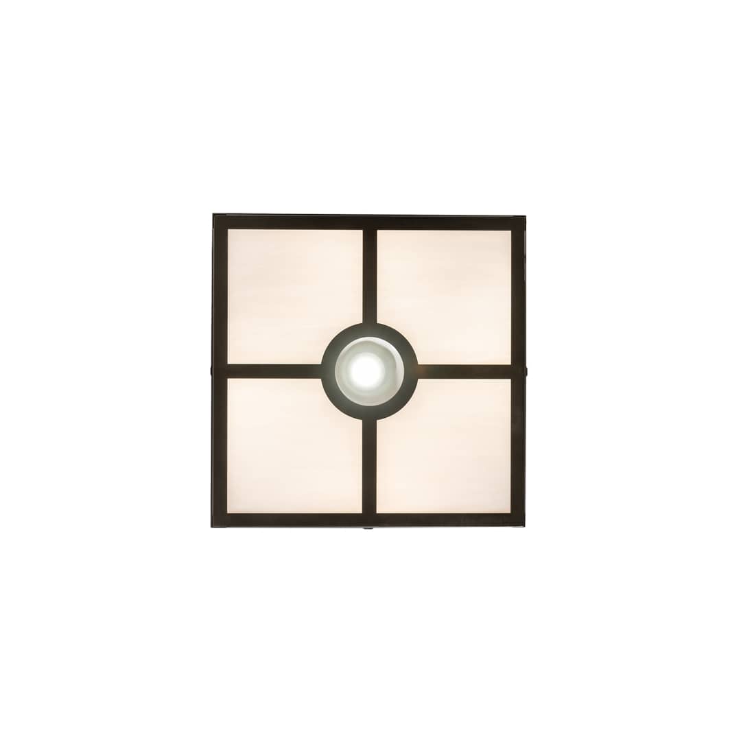 Kungsholm 4 Light 26" Wide Flush Mount Square Ceiling Fixture with Blue and White Glass Shade - Craftsman Brown Finish