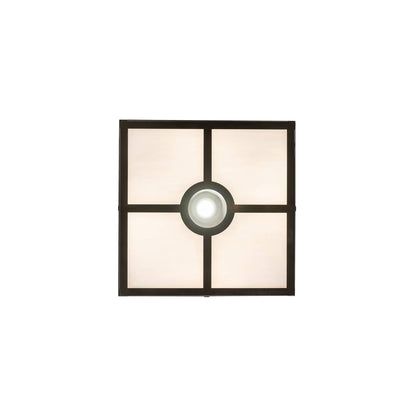 Kungsholm 4 Light 26" Wide Flush Mount Square Ceiling Fixture with Blue and White Glass Shade - Craftsman Brown Finish